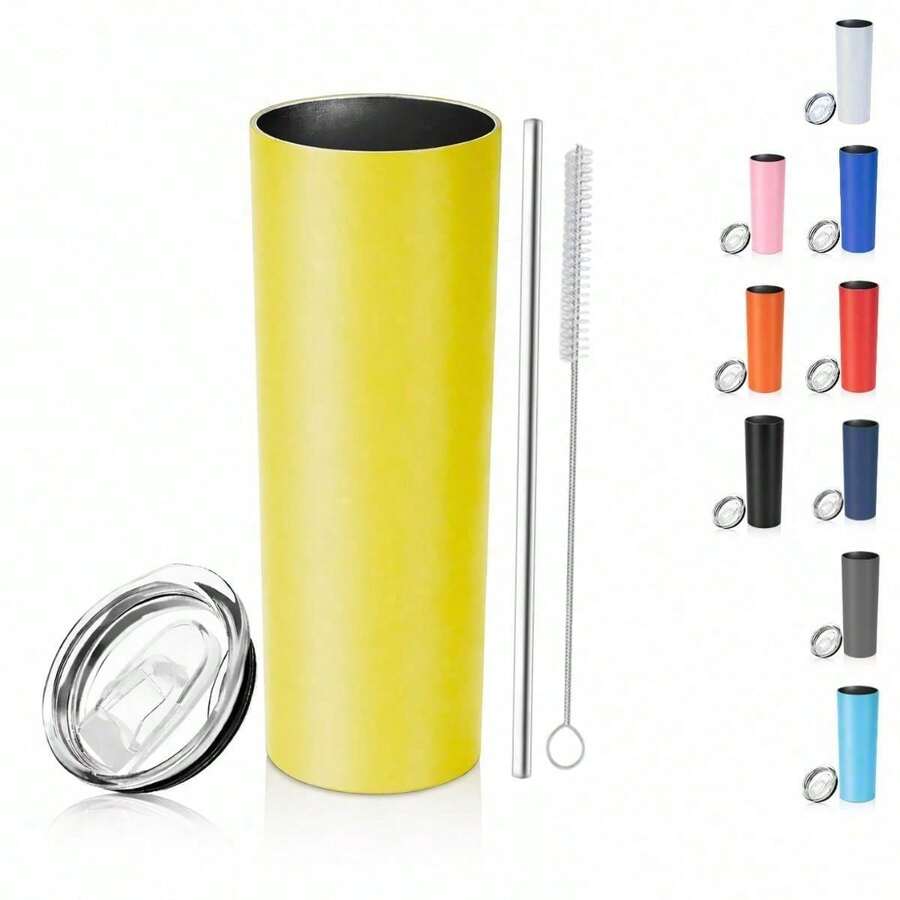 Skinny Stainless Steel 20 Oz Smooth Powder Coating - Yellow - View 1