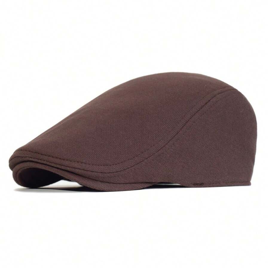 Classic Men's Wool Beret – Elegant Retro Fashion - Rust Brown - View 1