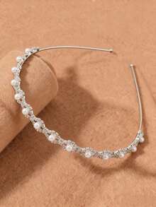 1pc Rhinestone & Pearl Headband, Elegant Hair Accessory For Girls, Suitable For Wedding, Party, Princess Dress Up - Multicolor - View 5