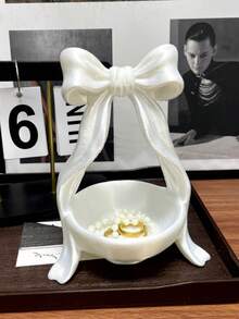 1个3D打印蝴蝶结首饰托盘，蝴蝶结装饰首饰收纳盒，家居装饰化妆品工具收纳盒，可收纳首饰、发饰、香水和美甲工具，适合日常化妆、节日礼物、母亲节礼物、女士礼物 - 彩色 - 查看 11
