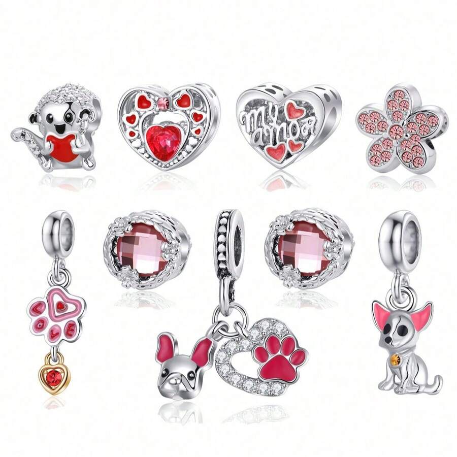 9/11pcs Hollow Flower, Mushroom, Heart-Shaped Animal Rhinestone Jewelry DIY Accessories - Multicolor - View 1