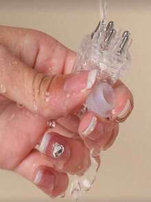 1 lược massage tóc mini, bàn chải massage da đầu, tích hợp serum dưỡng chất thúc đẩy mọc tóc, dụng cụ chăm sóc da đầu cầm tay, màu trắng/xám. - Phong cách ngẫu nhiên - Xem 6