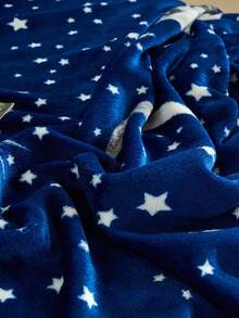 1件装柔软星月太空图案印花毛绒毯，保暖法兰绒毯，柔软舒适的牛奶绒毛毯，双面可用旅行毯，适用于沙发、卧室、宿舍，情人节礼物 - 藏蓝色 - 查看 6