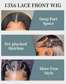 bling hair 13x6 Straight Lace Front Wigs Human Hair HD Transparent Lace Front Human Hair Wigs For Woman Brazilian Lace Frontal Wigs Glueless Wigs Pre Plucked 360 Full Lace Straight Wig Natural Color 30inch - Natural Black - Xem 2