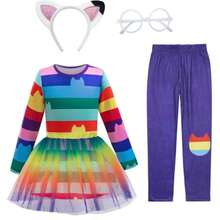 Bộ trang phục hóa trang Halloween/Lễ hội cho bé gái 3-8 tuổi, gồm váy, quần, băng đô và kính. - Nhiều màu - Xem 2