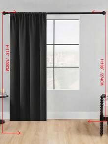 1pc Solid Color Polyester Blackout Curtains With Simple Modern Design, Suitable For Bedroom, Living Room, And Balcony, Features Sunscreen And Heat Insulation Function, Uv Protection, Easy To Install With Rod Pocket, Available In Dark Colors - Black - View 17