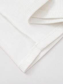 Balabala Girls' Ribbed Short Sleeve Graphic T-Shirt With Cold Shoulder & Bow Detail; Summer Cute Casual Top - Original White - View 6