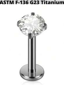 1pc G23 Titanium Internally Zirconia Threaded Lip/Cartilage/Tragus/Lobe Piercing Jewelry - Multicolor - View 17