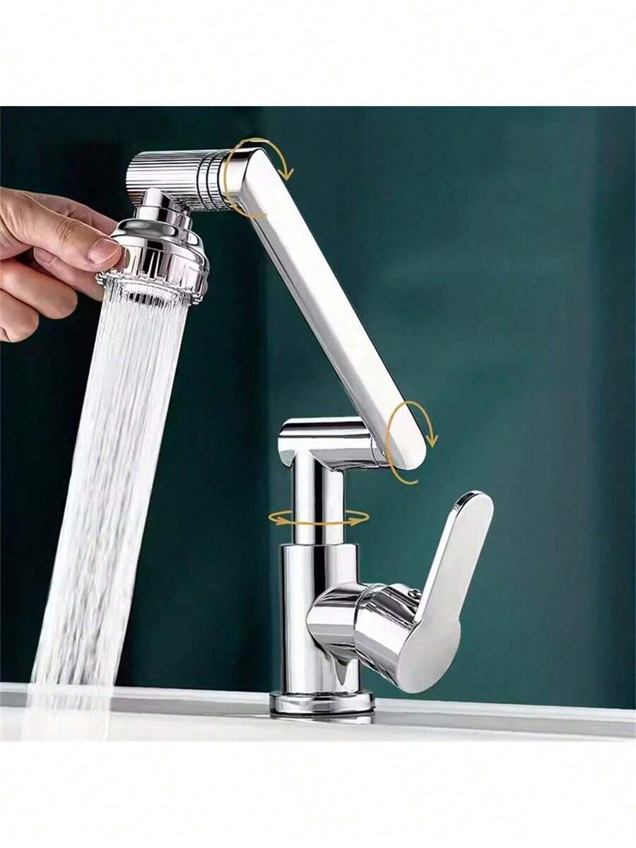 1个现代哑光黑水龙头 - 1080°旋转双模式喷水（高压/起泡），单孔安装，适用于浴室和厨房水槽，陶瓷阀芯，饮用水适用，包含安装配件和G1/2水管，高效清洁工具，优质表面处理