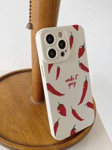 1pc Fashionable Chili Graphic Liquid TPU Full Coverage Protective Phone Case, Shock-Proof & Anti-Fall TPU Soft Shell, Compatible With IPhone 17/17 Pro/17 Pro Max/16/16 Pro/16 Pro Max/15/14/13/12/11 And S26/S26 Plus/S26 Ultra [International Version, Not Domestic], International Version,  Not The Domestic Version - Multicolor - View 5