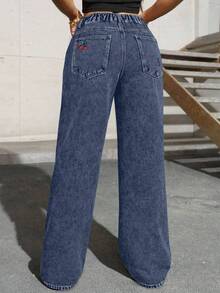 Pantalones de unicolor con bolsillo con botón y bordado elegante de cereza, un tamaño ligeramente pequeño adecuado para salidas casuales diarias, ir al trabajo en primavera, verano, otoño e invierno - Color de vaca crudo 1 - Ver 8