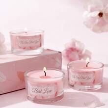 畅销粉色香氛蜡烛礼盒套装，浪漫情人节/生日礼物，送给女友/闺蜜，优质大豆蜡烛，室内无烟蜡烛装饰，舒缓香氛，家居装饰 - 多樣化香型 - 查看 1