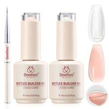 Beetles Builder Gel For Nails-Cover Nude Translucent 8 In 1 Nail Thickening Strengthening Building Apex - 2pcs 15ml Clear & Jelly Nude - View 8
