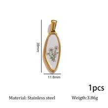 1Pc 18K Gold Plated 304 Stainless Steel Vintage Floral Pendant, Geometric Flower Print Charm Anti-Tarnish DIY Bracelet Necklace Accessories - Flower Pendant - View 8