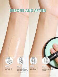 MAANGE 9件套化妆海绵套装，包含4个气垫海绵和5个卸妆洁面海绵，是送给女性和女孩的居家或外出化妆工具礼物。 - 青檸色 - 查看 9