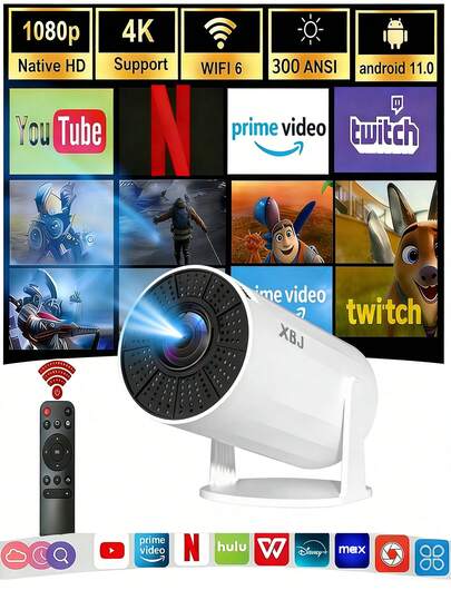 XBJ Newly Upgraded Mini Projector, Supports Auto Keystone And Manual Focus For Perfect Alignment. Features 3D Dolby Audio, Projector 4K, And Is Compatible With Android 12, Enabling Seamless Smartphone Syncing. With Built Apps, Upgraded Bluetooth 5.4 And Wi-Fi 6, This Full HD 260 ANSI Projector For Movies Is Equipped With A Six-Axis Gyroscope For Greater Accuracy And Speed. Ideal For Home Cinema And Projector Bedroom Use, It Suits Bedrooms, Living Rooms, Outdoor Camping, Gardens, Yoga Casting, Travel, Parties And Office Settings. A Perfect Gift For Halloween, Christmas, Valentine's Day And Back-To-School Season.