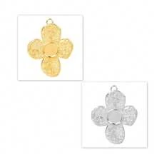 2件套时尚植物吊坠，304不锈钢材质，珠宝制作材料，神奇金属仙人掌、小花、莲花造型，瑜伽能量平衡吊坠，凸面空白底座，适合DIY宝石、树脂、手工工艺品，日常礼物，个性化纪念品，PVD 18K镀层 - Geometry - 查看 22