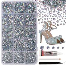 12000pcs AB Color Rhinestones For Dazzling Kits, 2/3/4/5/6mm Mixed Size Jelly Dazzling Gems For Crafts, Flat Back Resin Rhinestones For DIY Crafts, Glassware, Sportswear, Graduation Cap, Cup Rhinestone Decoration - Multicolor - View 1