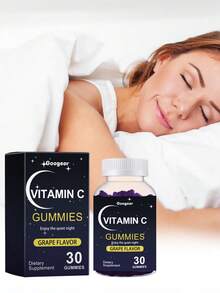 Googeer Grape Flavor Vitamin C Gummies 30 Count Dietary Supplement For Quiet Night Immune Health Chewable Gummy Vitamins For Adults Natural Grape Flavor Sleep Support Daily Wellness Supplement - - - View 6