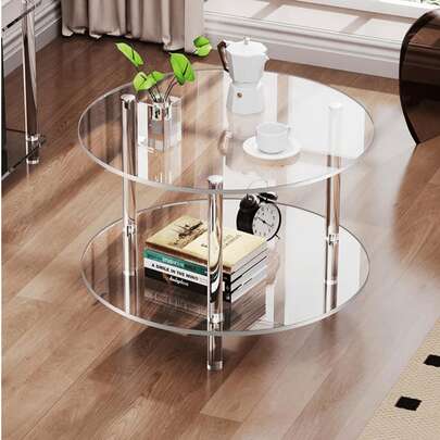 一套亚克力边桌，可拆卸咖啡桌，适用于客厅、卧室、浴室、走廊储物架