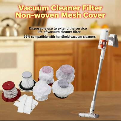 200个/包 通用吸尘器和扫地机替换滤芯，无纺布尘袋，透气弹性防尘罩