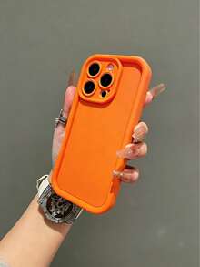 Soft Silicone Shockproof Phone Case, Compatible With IPhone 17, 16, 15, 14, 12, 13, 11 Pro Max Plus, Pure Orange Color, Full Camera Protection Phone Case - Orange - View 6