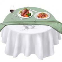 Table Protector Pad with Flannel Backing Heavy-Duty Vinyl Table Padding Under Tablecloth Waterproof Heat Resistant 52 inches Round - Blanco - Ver 2