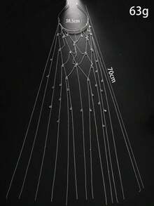 1pc New Stylish Net Tassel Decorated Headband, Elegant Women Hair Accessory Hair Chain Jewelry Pieces Jewelry Hair Jewelry Hair Vine Chain, Hair Jewellery, Wedding, Hair Accessories, Bride To Be, Party, Hair Accessories Women - 銀色 - 查看 6