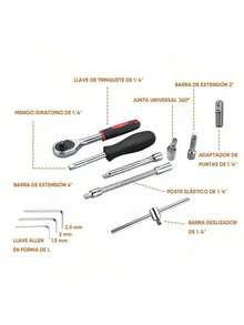 46-Piece Car Repair Tool Set With Socket Wrench And Ratchet, Multifunctional Universal Repair Tool Box For Home - Multicolor - View 5