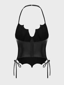 Solid Black Spaghetti Strap Twist Back Tank Top For Women - Black - View 3