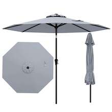 Patio Umbrella With Push Button Tilt, Crank Handle, 8 Sturdy Ribs For Patio, Garden - A - Xem 2