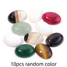 5-10pcs Assorted Oval Semi-Precious Glass Stones, Polished Finish, Jewelry Making & Home Decor Accents, Multicolor - Randomly Mix Colors - View 15