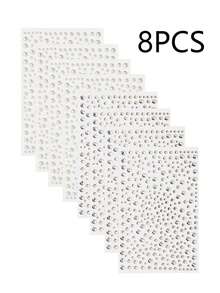 4/8pcs Self-Adhesive Rhinestone & Faux Pearl Stickers, Holiday Decorations, Hair Accessories, Rhinestone Stickers, Hair Styling Tools, Hair Accessories - Multicolor C - View 19