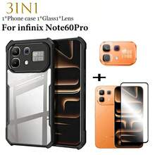 Shockproof Tempered Glass Screen Protector For Note 60 Pro Case 3 In 1 Kit Acrylic Shockproof Phone Cover & Lens Film Full Protection Anti-Scratch Phone Bundle Spring Gift - Black - View 6