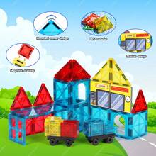 Mini Magnetic Stacking Building Blocks Toy Set, Magnetic Tiles STEM Toy With Car, Develops Hands-On Ability And Creativity, Educational Construction Puzzle For Kids And Teens, Random Color, Creative Thinking, Suitable For Boys And Girls Birthday/Holiday Gift - Multicolor - View 3