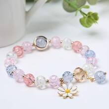 6-Piece Bohemian Lily Glass Bead Bracelet - Flower And Crystal Design, Suitable For Everyday And Party Occasions, All-Season Accessory, Daily Bracelet | Flower Bracelet | Glossy Surface - 6-piece Set - View 9