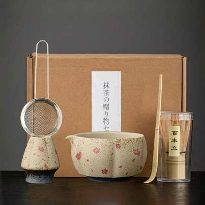 Bộ bát pha trà Matcha Nhật Bản (1 món/4 món/5 món), bao gồm bát pha trà, que đánh trà, muỗng múc, cọ, tách trà sứ, lý tưởng để pha trà Matcha, bộ đồ dùng học tập, quà tặng ngày lễ, quà tặng Halloween.