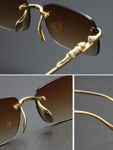 5 Boxes, 2 Boxes, 1 Box Fashionable Metal Ocean Style High-End Fashion Glasses For Women - Gold - View 5