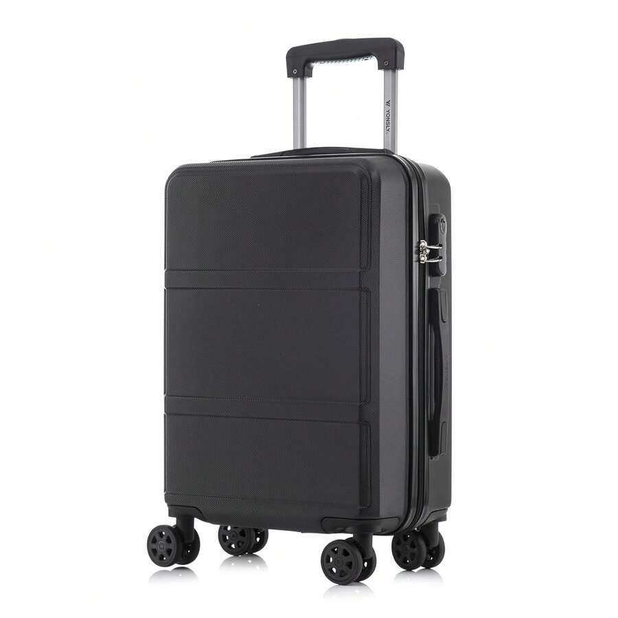 YONSLY Hard Shell Suitcase 16/20/24/28 Inches With 4 Wheels 360° Combination Lock Soft Rubber Handle Mesh Pocket Lightweight Suitcase For School - 黑色 - 查看 1