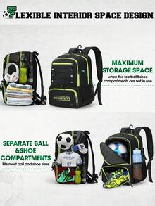 NEWHEY Basketball Backpack Large Basketball Bag With Separate Ball Holder Shoe Compartment Sports Equipment Bag - Multicolor - View 8