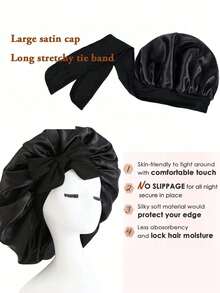 1顶女士弹力缎面睡帽/化妆帽/日常护发帽，丝绸帽，缎面帽，夏季，沙滩帽 - 彩色 - 查看 3
