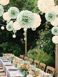 Conjunto de 12 peças para decoração de casamento, incluindo bolas de flores de papel e bolas de pelúcia para festas de casamento, fundo para festas, decoração de flores de papel, adereços para cenários, decoração externa, decoração suspensa, decoração de mesa, ideal para casamentos, festas de aniversário, decoração de casa, decoração de quarto de noivos, cenário para fotos e aniversários. - multicolorido - Ver 8
