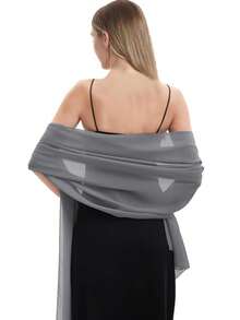 Chiffon Shawl Wrap, Suitable For Brides, Weddings, Formal Dresses And Special Occasions - Dark Grey - View 2