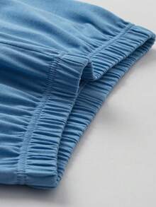Balabala Conjunto de pijama de camiseta de manga corta y pantalones a rayas, ligero, transpirable y de secado rápido para niño preadolescente, primavera/verano - tinte azul - View 6
