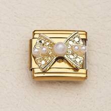 1PC Stainless Steel Bracelet Accessories With Flowers, Butterflies, Shells And Other Elements, Used For DIY Bracelet Jewelry Making, Can Be Freely Matched With Different Styles.﻿ - Gold - View 4