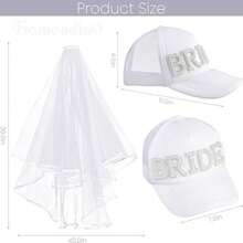 1pc Bride To Be Hat With Veil, White BRIDE Letter Baseball Cap, Bachelorette Party & Beach Wedding Tulle Veil Hat, Bridal Shower & Engagement Gift - View 6