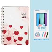 A5螺旋笔记本，粗横线，海棠红+3块橡皮，学生/办公文具 - 彩色 - 查看 10