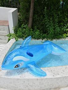 1pc Inflatable PVC Blue Whale Floating Bed, Swimming Pool Lounge Chair, Beach Essentials Swimming Games - Multicolor - View 5