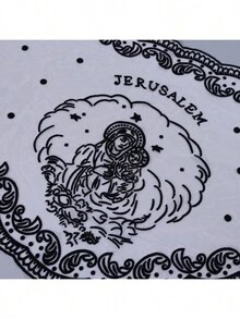 1件装女士新款3D植绒提花波浪边人像三角围巾，优雅教堂/婚礼圣母玛利亚面纱，头巾，时尚百搭透气祈祷披肩 - 彩色 - 查看 8