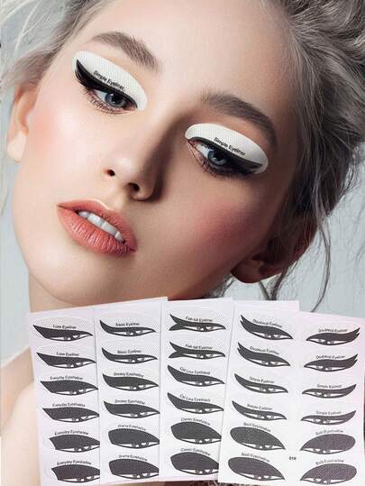 48pcs Professional Eye Shadow & Eyeliner Stencil Set, Made Of Non-Woven Fabric, Suitable For Various Eye Makeup, Eye Shadow, Stage Makeup, Gifts, Travel, Daily Use, Travel Essentials